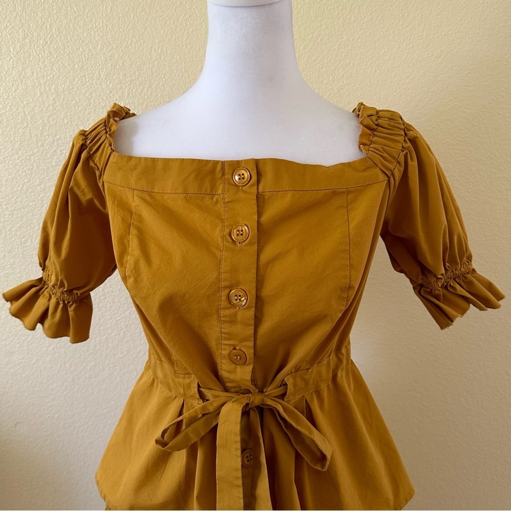 New York & Company 7th Avenue Design Studio High Low Blouse Gold Size XS - Picture 8 of 9